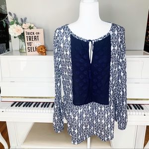 Blue/white Boho & Tassel top